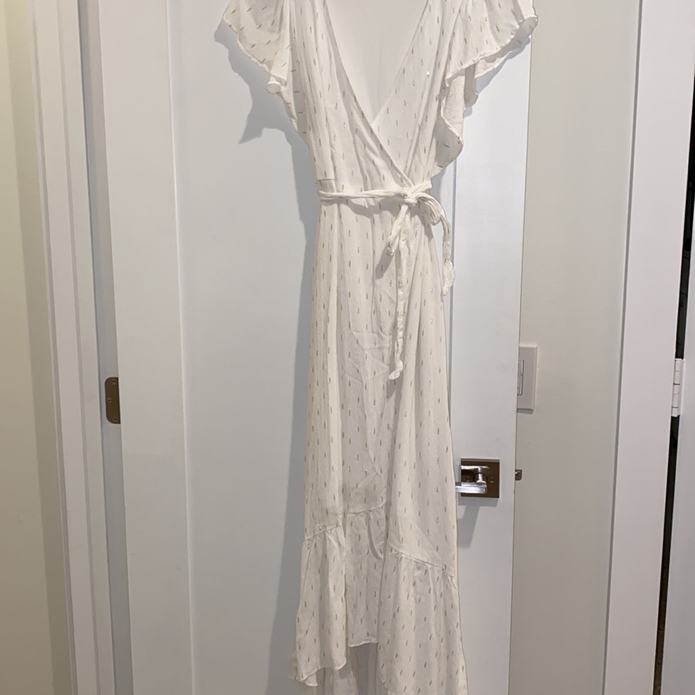 DREW | Women's White Maggie Wrap Dress | Size S